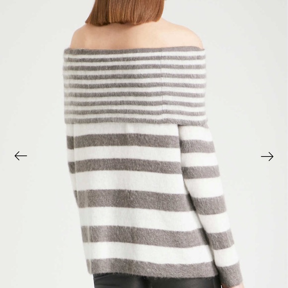 Reiss Womens Jumper Size M Grey Stipe Mohair BNWT - Picture 2 of 8